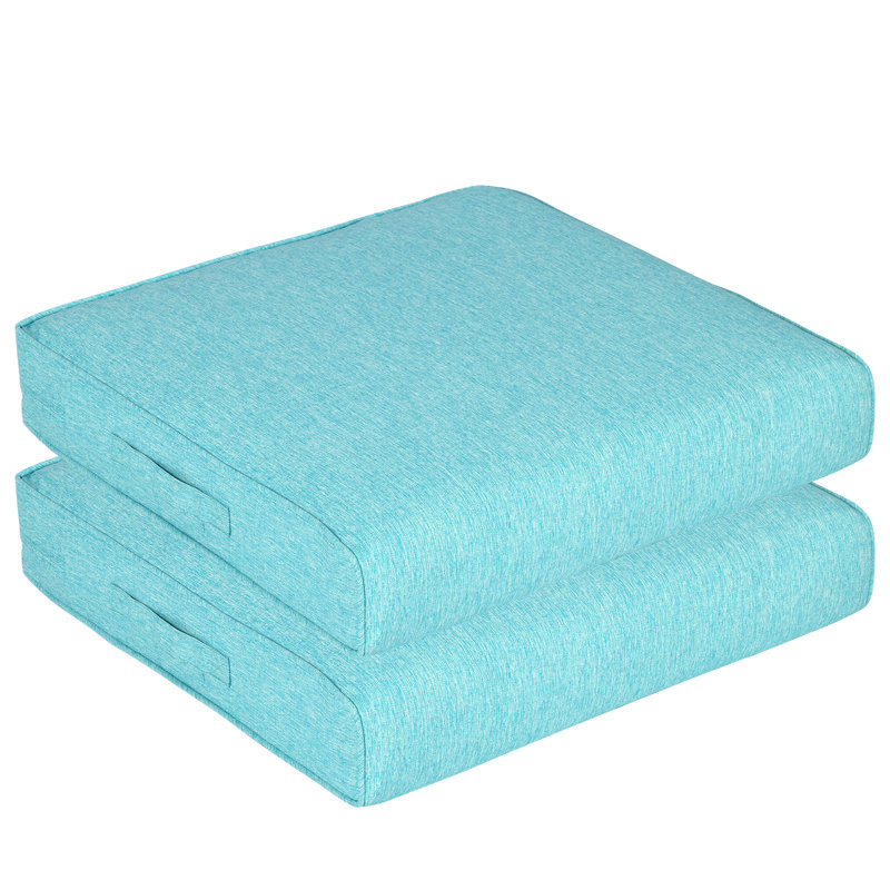 Aoodor Patio Chair Cushions Set, 23" W x 26" D, Aruba Blue