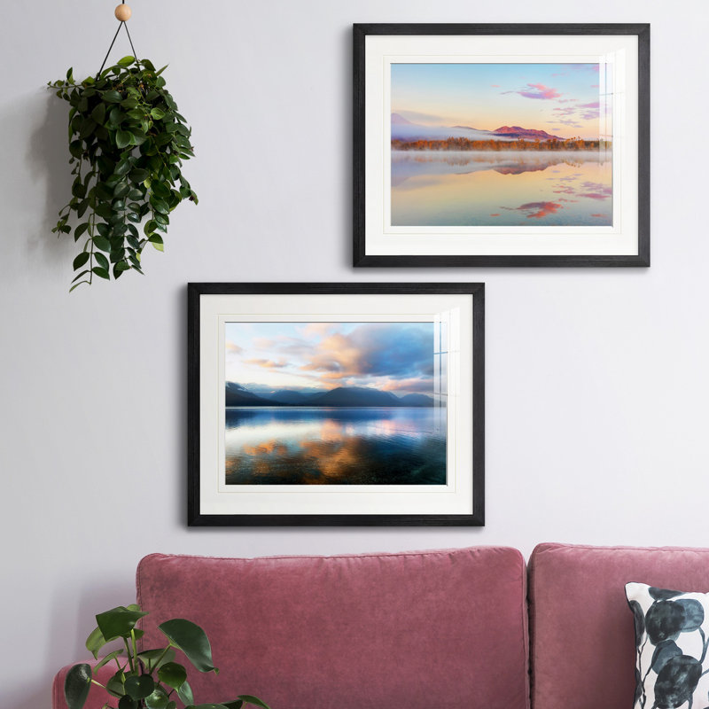 " Waterton Lakes " 2 - Pieces, Black Framed Paper, White Mat