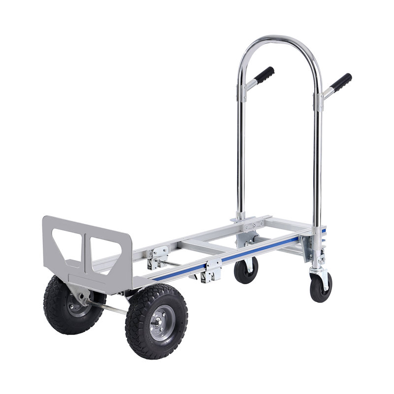 Aluminum Hand Truck, 2 in 1, 800 lbs Load Capacity, Heavy-Duty Industrial Convertible Folding Hand Truck and Dolly, Utility Cart Converts from Hand Truck to Platform Cart with Rubber Wheels