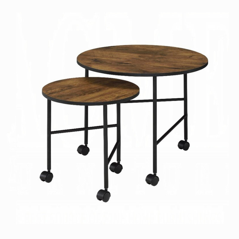 2 Piece Nesting Table Set with Caster-Wheels
