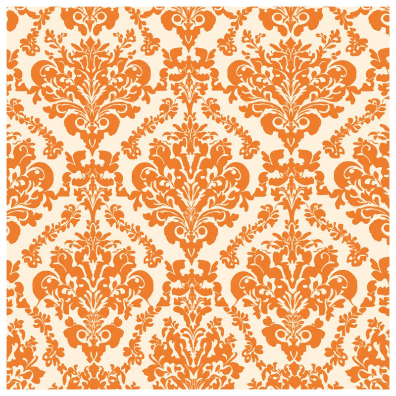 Édredon orange à motif damassé, King
