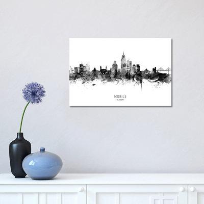 Mobile Alabama Skyline Name by Michael Tompsett - 1 Piece Wrapped Canvas Wall Art