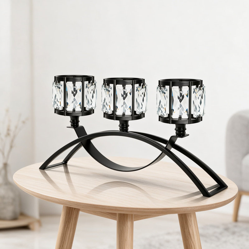 Trois porte-bougies en cristal à trois bras, centre de table de candélabres en forme de chandelier arqué pour mariage, salle à manger, ornements d'armoire, décoration intérieure