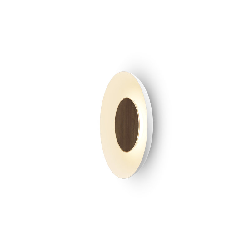 Ramen LED Flush Mounted Sconce, 2.6" H x 18" W x 18" D, Oiled Walnut/Matte White