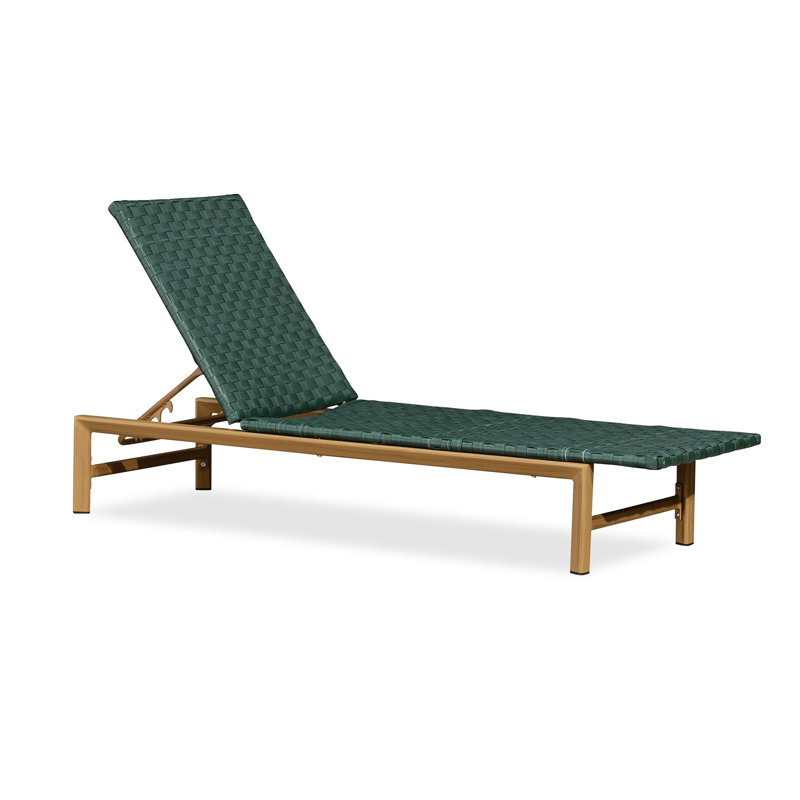 Patio Lounge Chair Modern Outdoor Chaise Lounge 1Piece With Adjustable Backrest, Forest Green/Light Brown