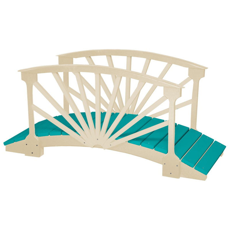 Pont de jardin Poly Lumber Sunburst - ivoire, Bleu sarcelle / ivoire