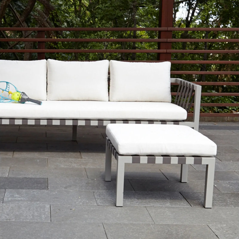 Jibe Outdoor Ottoman, Carbon Frame/Sunbrella Taupe Cushion