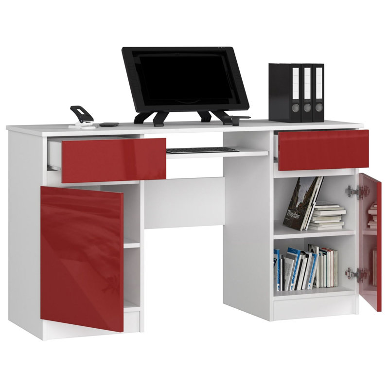 Eldrige Computer Desk, Red Gloss