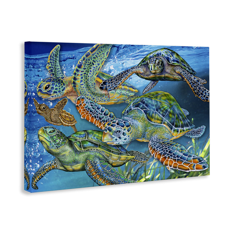 Toile de natation sous-marine Tortoise Family, design par Tim Jeffs, H 16 po x l 24 po