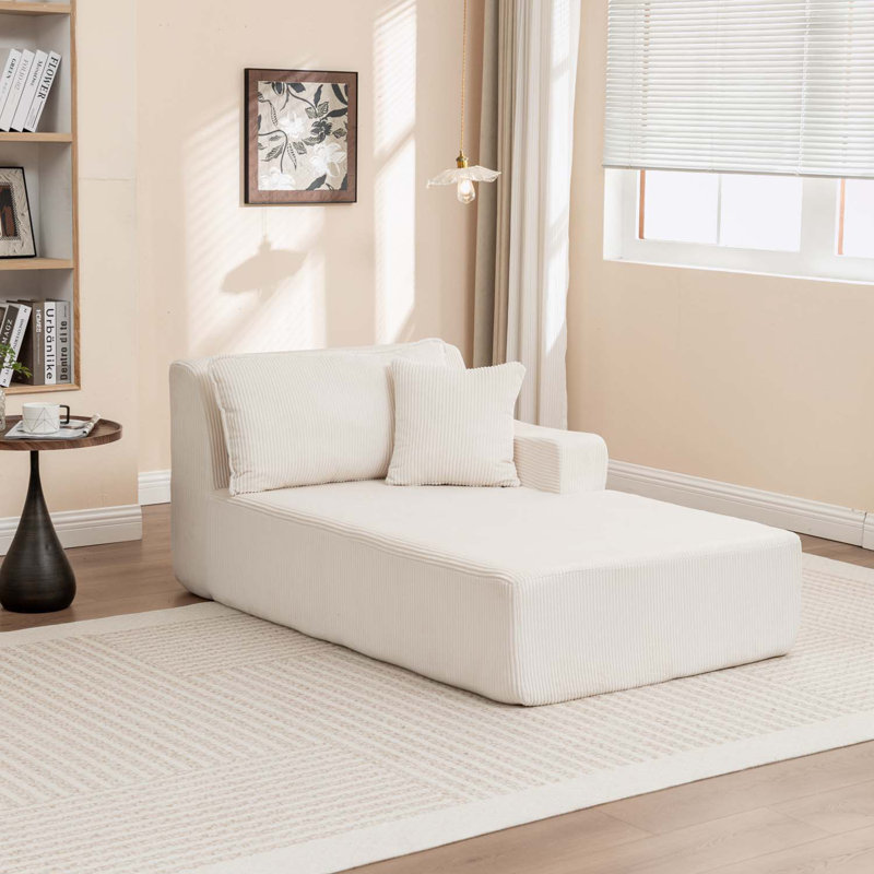 Chaise longue avec accoudoirs avec coussin, Orienté à droite, Blanc
