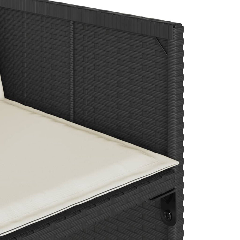  Ensemble de salle à manger de patio avec 12 coussins en rotin de polyester noir et blanc crème, Blanc, crème, Noir