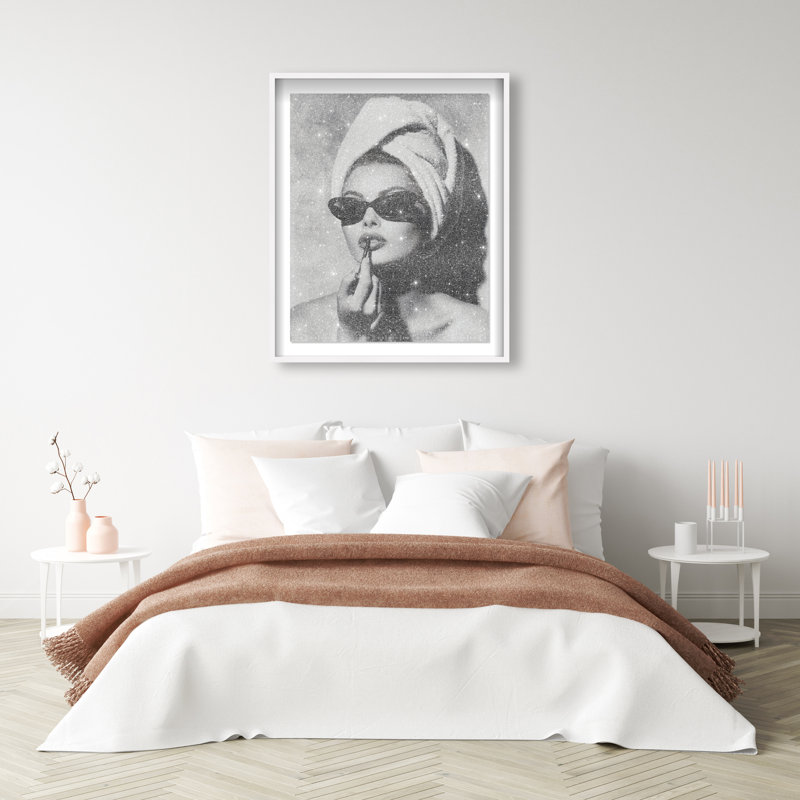 Retro Vanity Vibe Shadowbox Fashion Print by Oliver Gal, Black Frame, 16 x 20, 31.5"H x 25.5"W, White Shadowbox