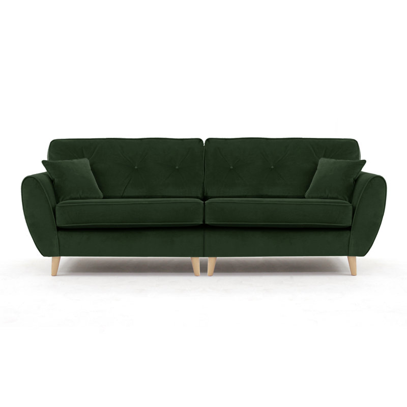 Rafe 4 Seater Velvet Sofa, Emerald Green Velvet