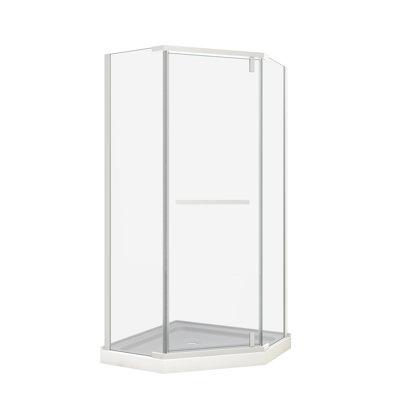 Porte de douche pivotante en blanc mat - verre trempé transparent de 1/4 po de 34,75 po x 72 po