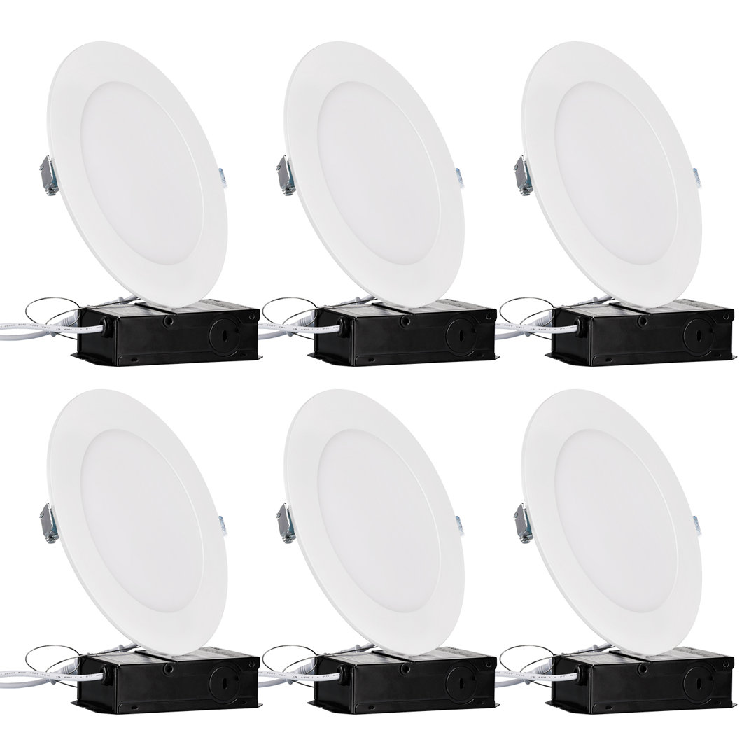 Elite Dimmable 6" IC Rated LED Recessed Lighting Remodel Ultra Slim, 3000K, CRI90, ETL & ES Listed (Set of 6) NOBRAND 