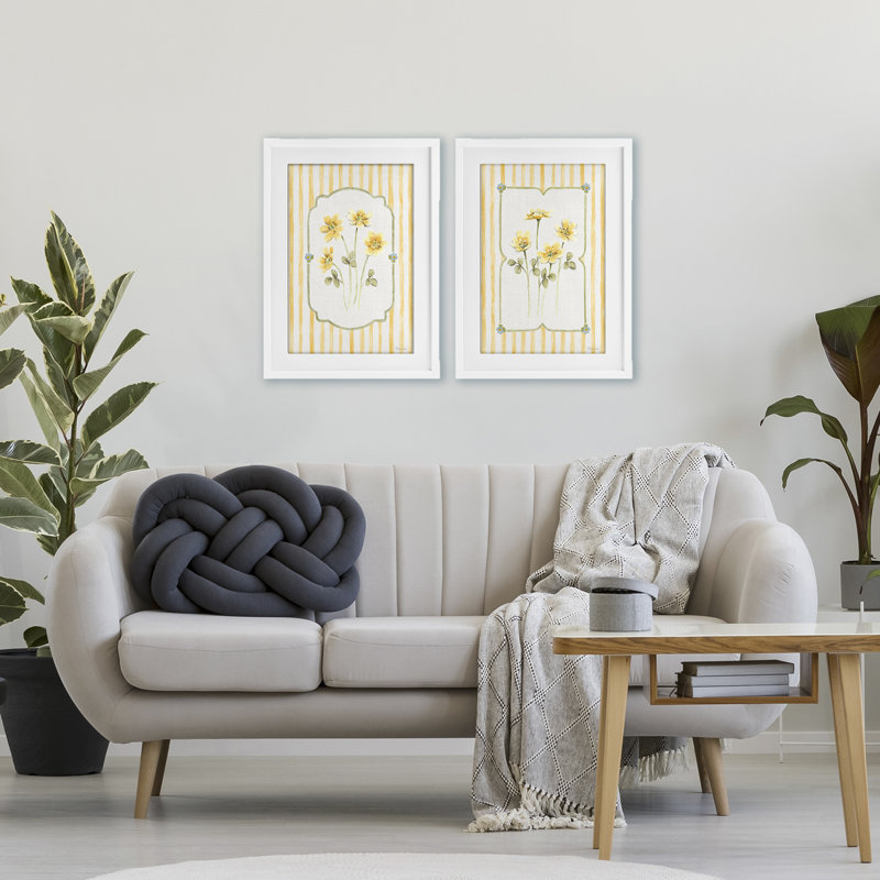 Sweet Honey Blooms 2pc Framed Print Under Glass Set, design by Beth Grove, 23 x 17, Coastal White Under Glass Framed