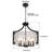 6-light Modern Black Candle Drum Dimmable Chandelier With Water Textured Glass:
