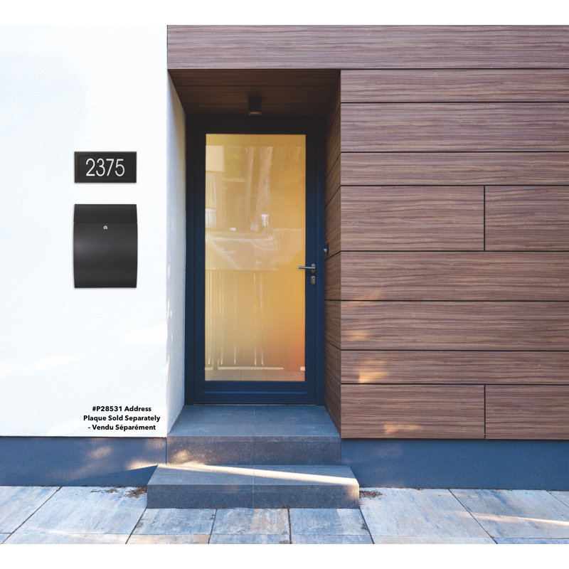 Black Steel Contemporary Lockable Wall Mounted Mailbox