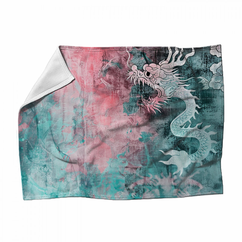 Dragon Fleece Throw Blanket - Mythical Throws for Sofas or Beds, 51in W x 60in H