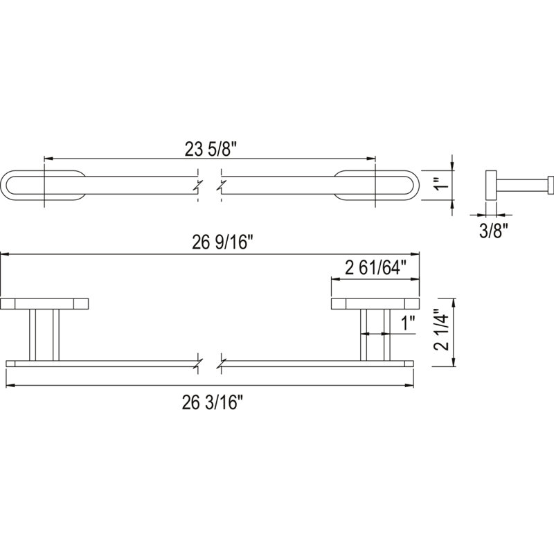 Miscelo™ 24" Towel Bar, 1" H x 26.56" W x 2.25" D, Satin Nickel