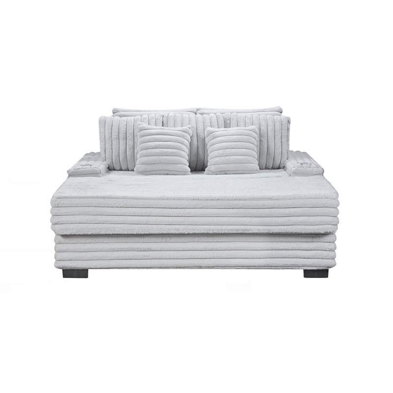 Chaise longue surdimensionnée avec porte-gobelet et port de charge USB, Gris clair