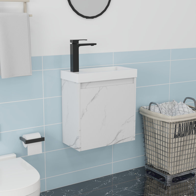 Meuble-lavabo mural 20 po avec lavabo, Blanc
