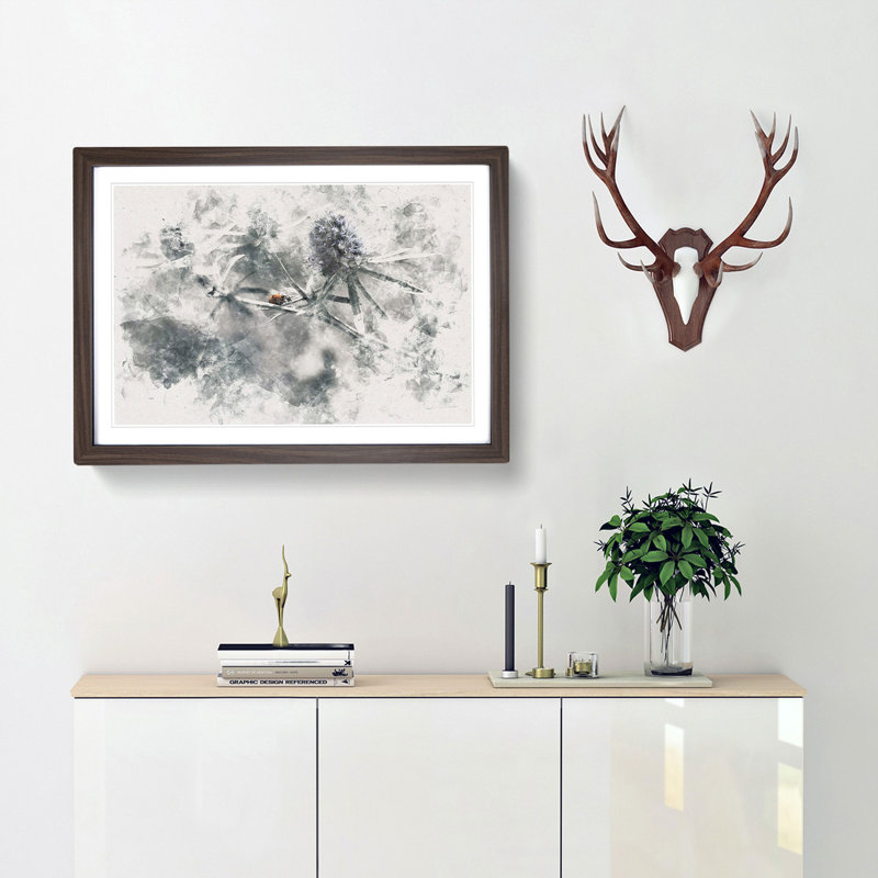 Ladybird upon a Thistle Flower - Picture Frame Painting Print, 62cm H x 87cm W x 2cm D, Walnut Framed