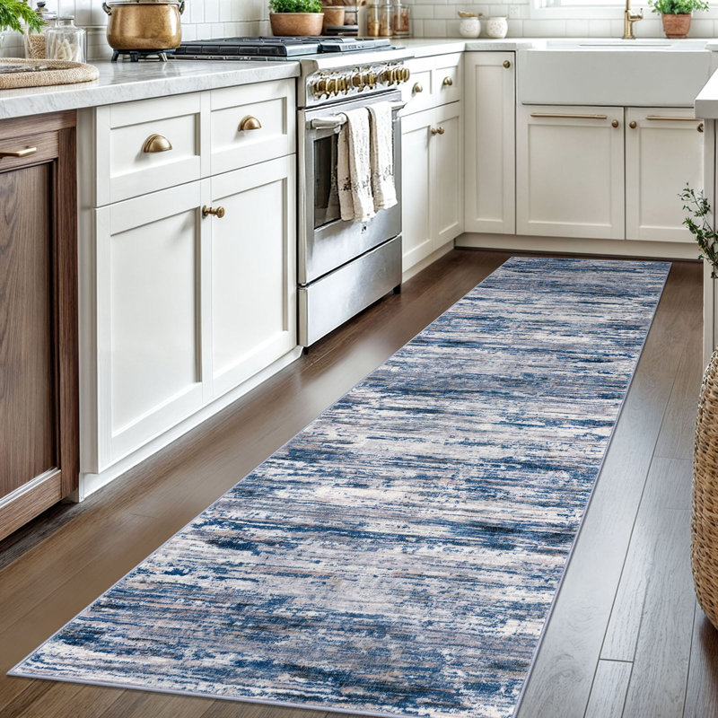 Modern Abstract 2.6x8 Washable Runner Rugs for Hallways Soft Non Slip Long Indoor Runners for Bedroom Kitchen Entryway 