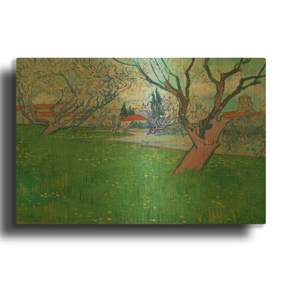 «Orchards in Blossom, View of Arles» par Vincent Van Gogh, art mural en métal doré, 24 po x 16 po
