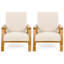 Fauteuil club de 2 pour la terrasse et le bord de la piscine avec coussin de siège beige à assise profonde et à angle en bois
