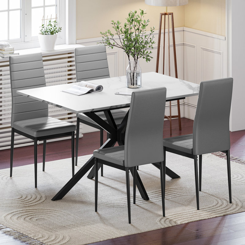 4 - Person Dining Set, White, Grey