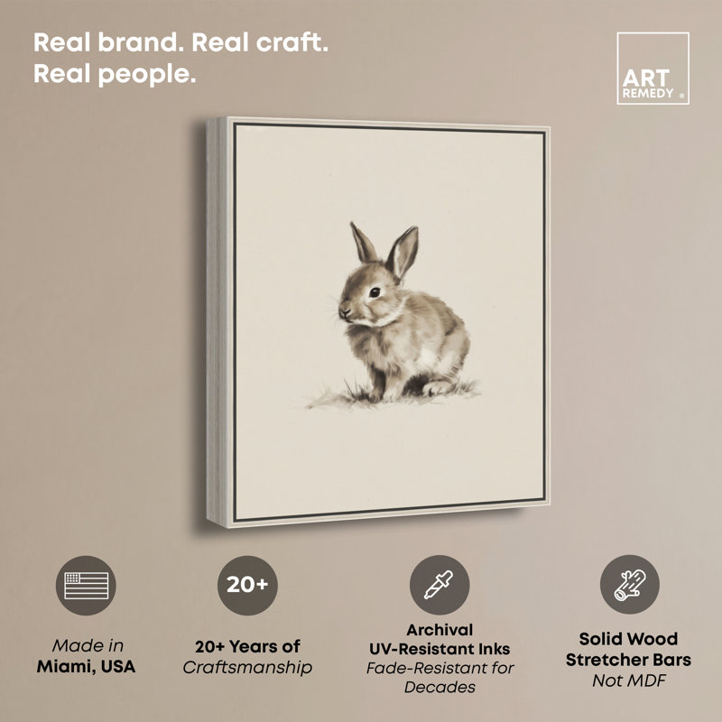 «Vellum Bunny I», reproduction d'art sur toile encadrée par Art Remedy, cadre argenté, 16 x 20, 17"H x 21"W, Silver Frame