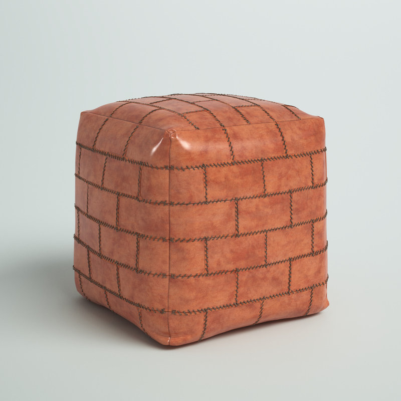 Brock Upholstered Pouf, Brown