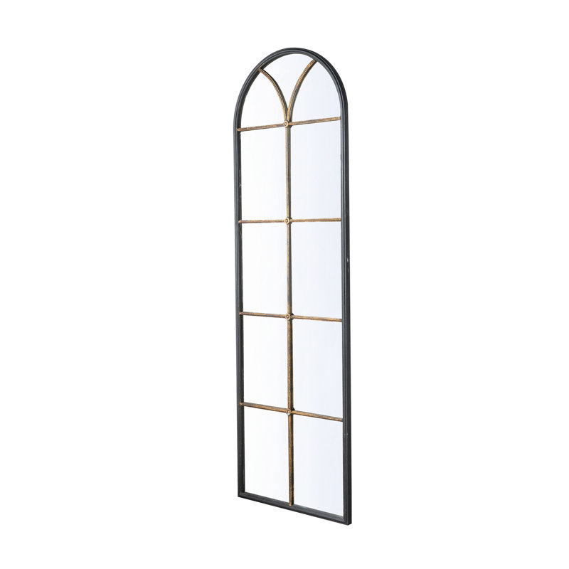 74.5 - Inch Black And Gold Arched Floor Mirror, , Simple Design, Perfect For Interior Themes 23.5X74.5 Inches Suitable Any Interior, Adds Dimension To Decor