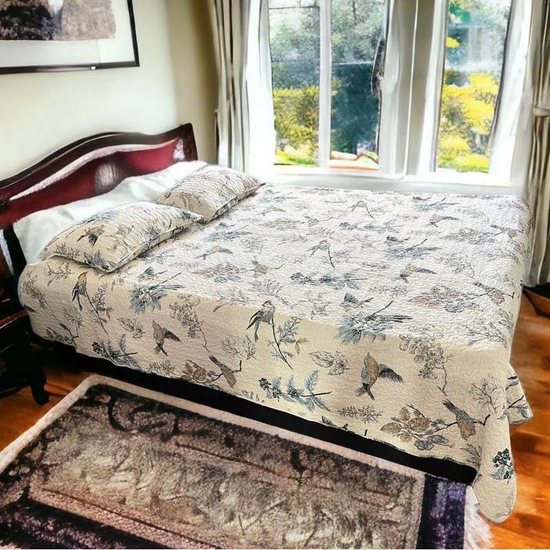 Ensemble de courtepointe 100% satin de coton 3 pièces 