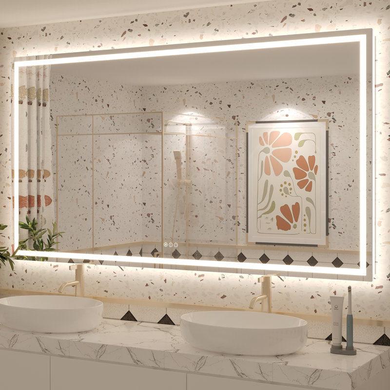 Miroir de salle de bain mural Molly, 66 po x 36 po, Transparent