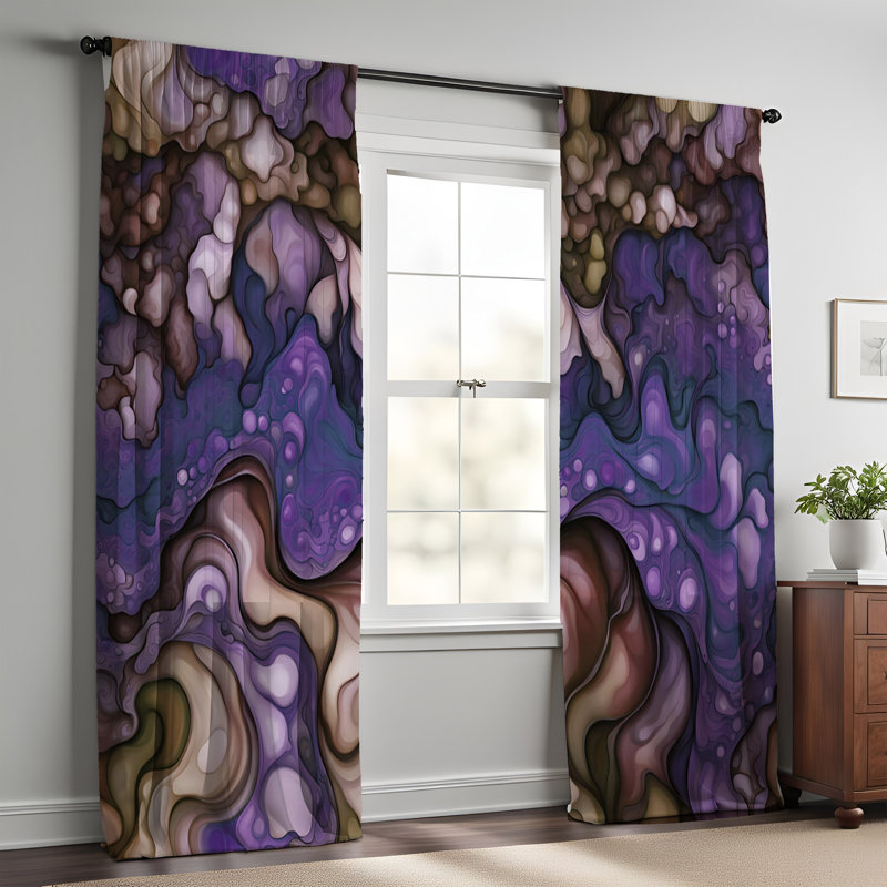 Paire de rideaux semi-transparents en polyester Ebtehal, L 40 po x L 82 po
