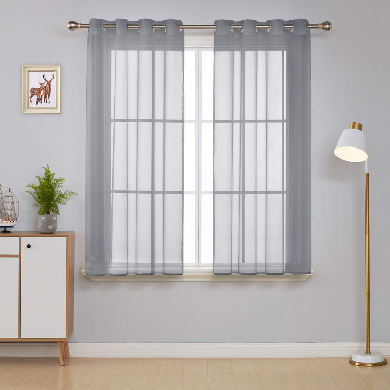 Gainsborough Sheer Curtain Pair, 52" W x 45" L, Gray