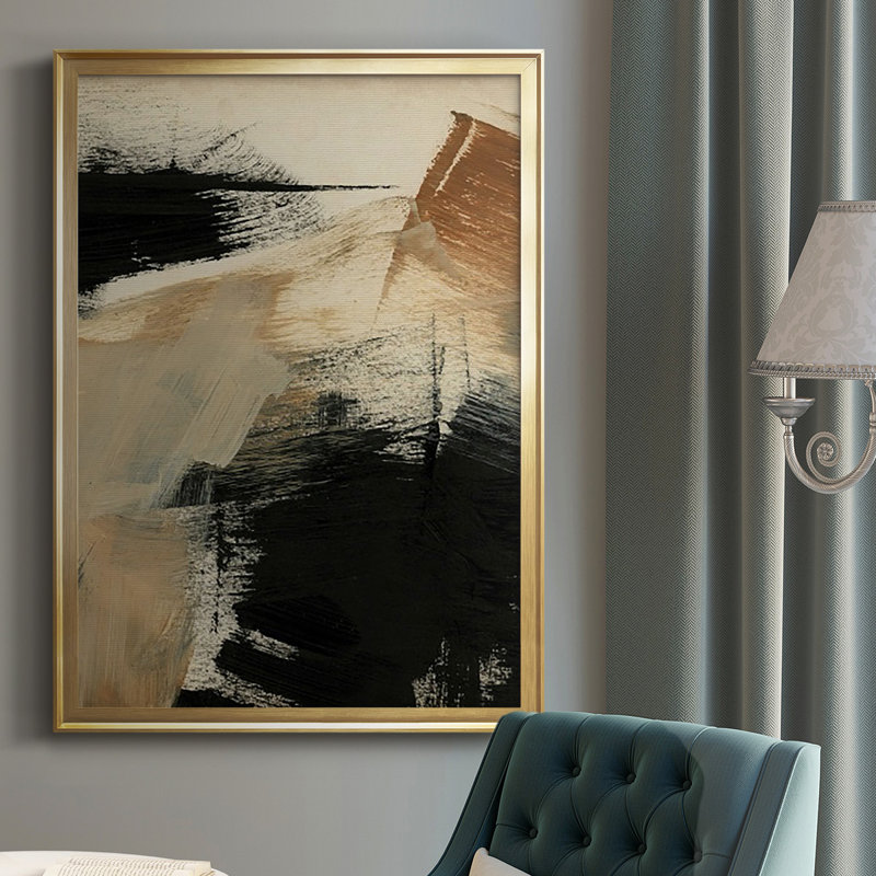 «Baked Paintstrokes III», reproduction encadrée de qualité supérieure - prête à être suspendue, H 42,5 po x l 30,5 po, Doré