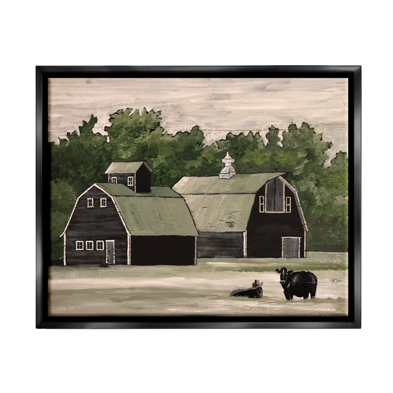 Art mural sur toile Stable Barn Country, Cadre flottant noir de jais, H 17 po x l 21 po x P 1,7 po