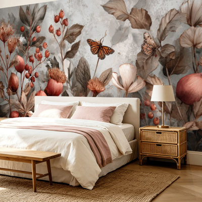 Peel and Stick Wallpaper Wall Mural Botanical Wildflower Meadow Watercolor Floral Wall Art Print Wall Art Self Adhesive and Removable