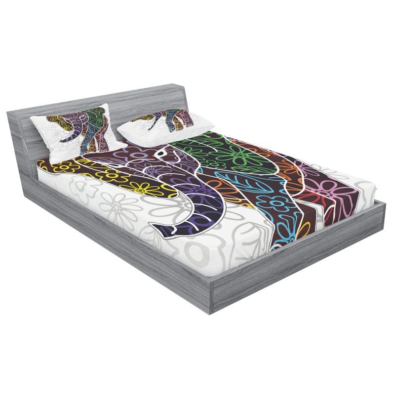 Microfiber Floral Sheet Set, Queen Sheet Set with Fitted Sheet