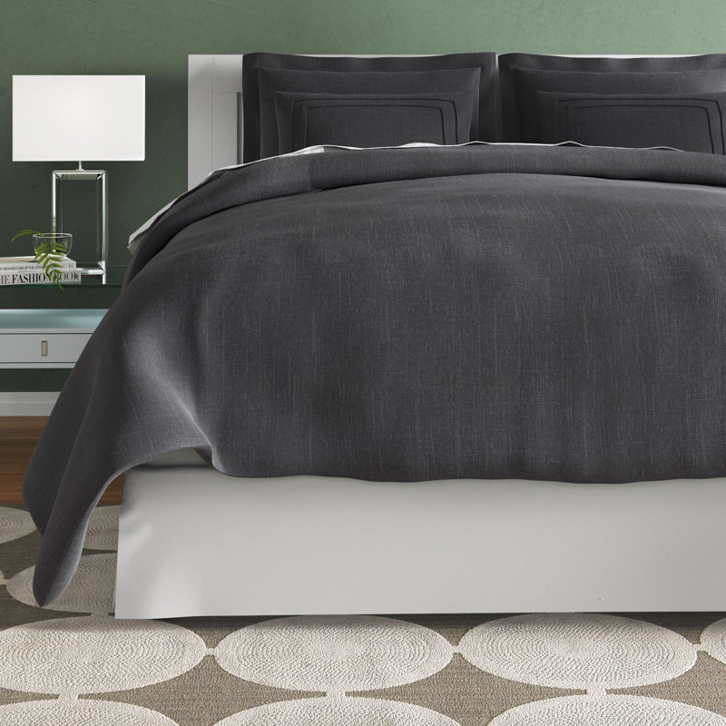 Farmhouse / Country Cotton Duvet Cover, King Duvet Cover + 2 King Shams, White