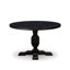L'ensemble de table de salle à manger 7 pièces se compose d'une table ronde en bois et de 6 chaises en polyester gris foncé avec dossier haut, finition noire sablée.-1290397617-1290397622-1290397623