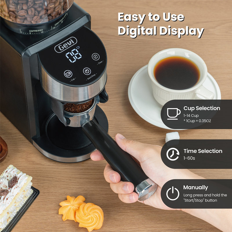 The 14-Cups Automatic Coffee Grinder, Black