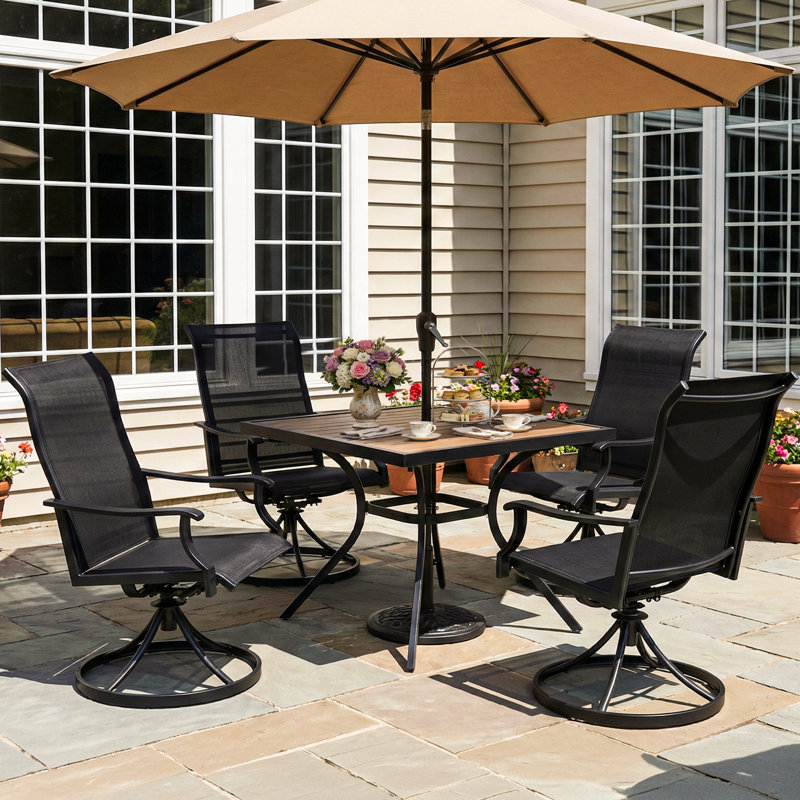 Black High Back Dining Chair Set, Black