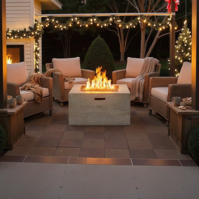 MGO Square Propane Fire Pit Table - 40,000 BTU Adjustable Flame, Weather-Resistant Design w/Lava Rocks & Cover - Lightweight for Patio, Poolside or Backyard