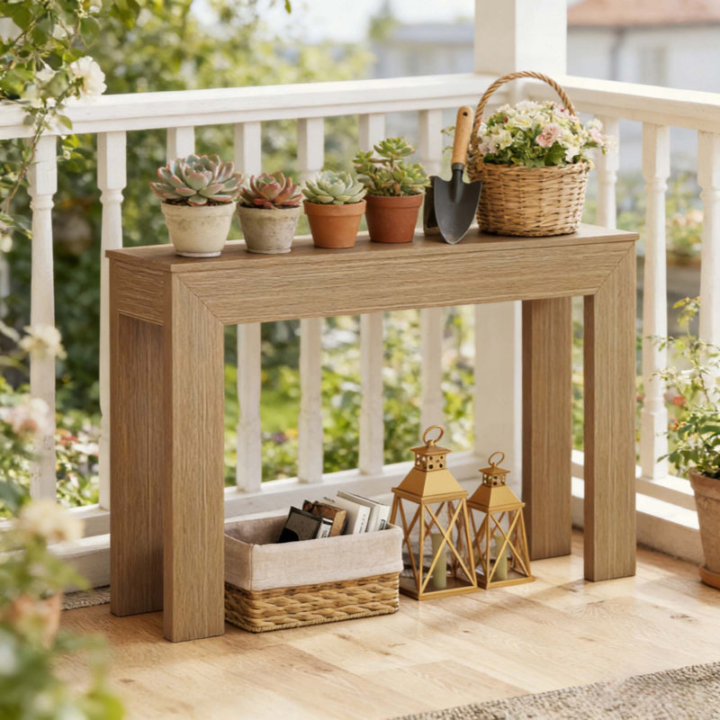 Élégante table d'appoint, table de vestibule, console, Bois naturel