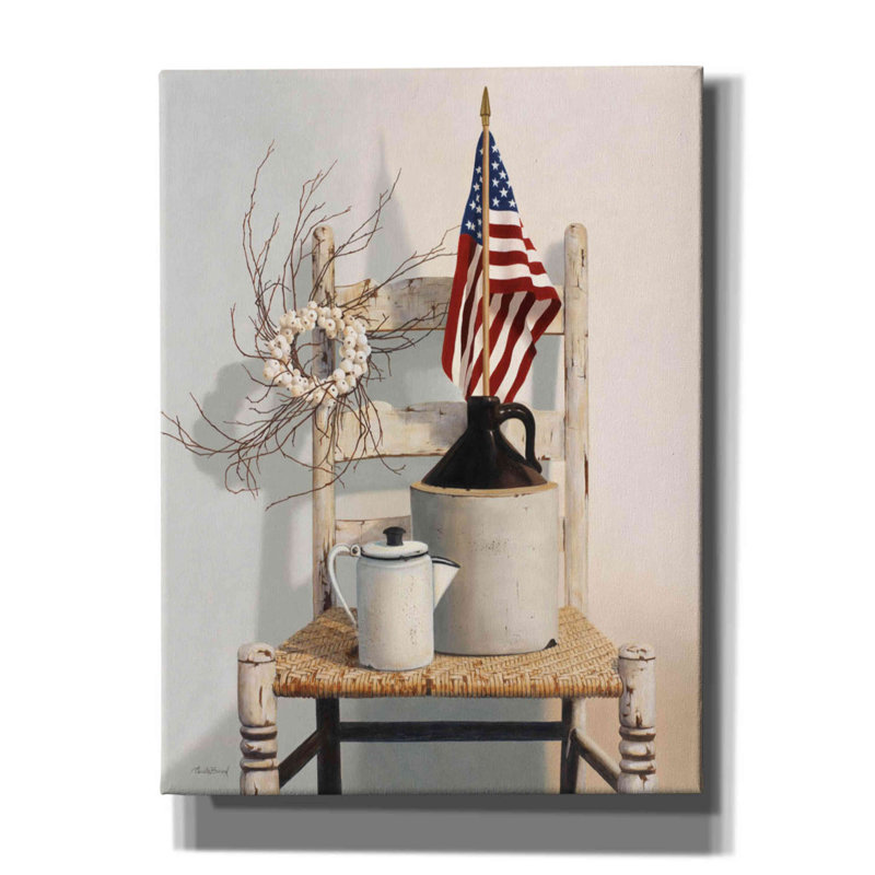Chaise avec cruche et drapeau Jeycob par Cecile Baird, H 16 po x l 12 po x P 0,75 po