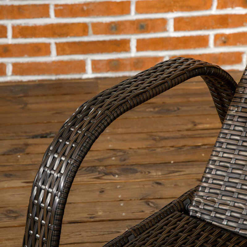 Chaise longue d'extérieur en osier de rotin en PE avec dossier réglable à 5 niveaux avec roulettes Wicker
